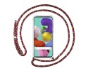 Funda Colgante Transparente para Samsung Galaxy A51 con Cordon Rosa / Dorado