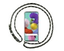 Funda Colgante Transparente para Samsung Galaxy A51 con Cordon Verde / Dorado