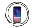 Funda Colgante Transparente para Samsung Galaxy A6 Plus (2018) con Cordon Verde / Dorado