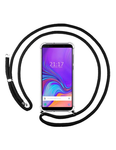 Funda Colgante Transparente para Samsung Galaxy A7 (2018) con Cordon Negro