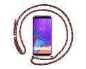Funda Colgante Transparente para Samsung Galaxy A7 (2018) con Cordon Rosa / Dorado