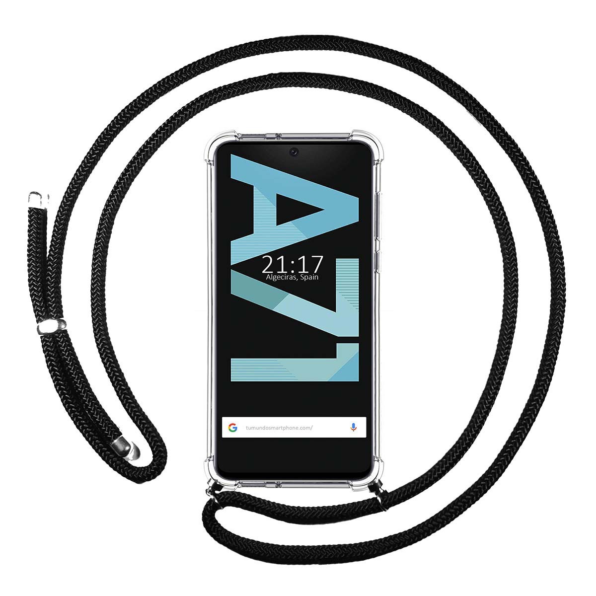 Funda Colgante Transparente para Samsung Galaxy A71 con Cordon Negro