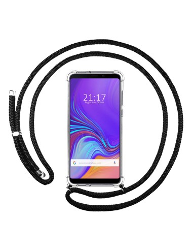 Funda Colgante Transparente para Samsung Galaxy A9 (2018) con Cordon Negro