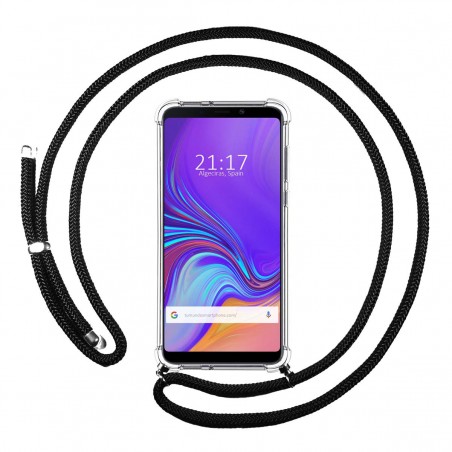 Funda Colgante Transparente para Samsung Galaxy A9 (2018) con Cordon Negro