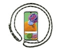 Funda Colgante Transparente para Samsung Galaxy A90 5G con Cordon Verde / Dorado