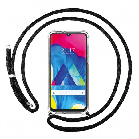 Funda Colgante Transparente para Samsung Galaxy M10 con Cordon Negro