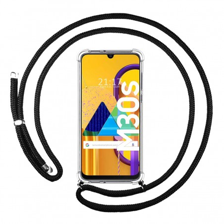 Funda Colgante Transparente para Samsung Galaxy M30s / M21 con Cordon Negro