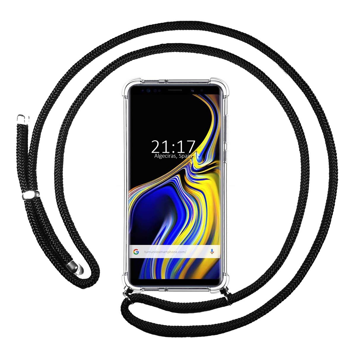 Funda Colgante Transparente para Samsung Galaxy Note 9 con Cordon Negro