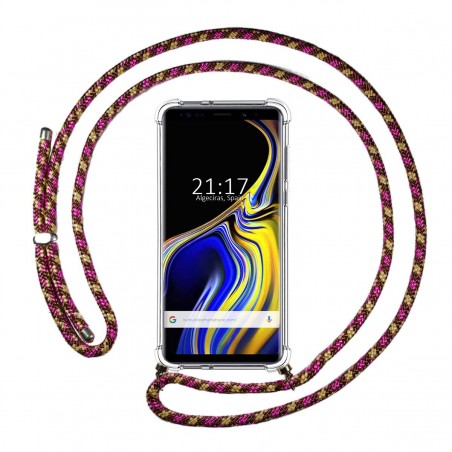 Funda Colgante Transparente para Samsung Galaxy Note 9 con Cordon Rosa / Dorado
