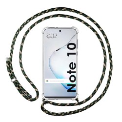 Funda Colgante Transparente para Samsung Galaxy Note10 con Cordon Verde / Dorado