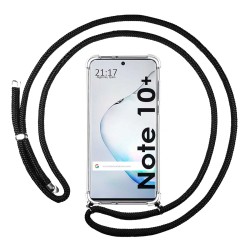 Funda Colgante Transparente para Samsung Galaxy Note10+ con Cordon Negro