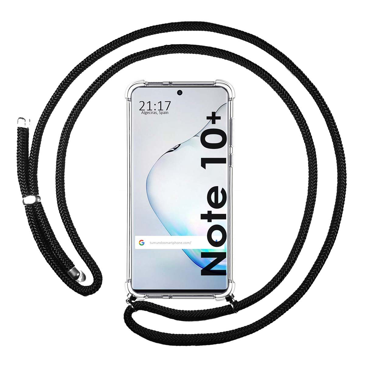 Funda Colgante Transparente para Samsung Galaxy Note10+ con Cordon Negro