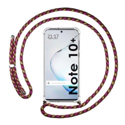 Funda Colgante Transparente para Samsung Galaxy Note10+ con Cordon Rosa / Dorado