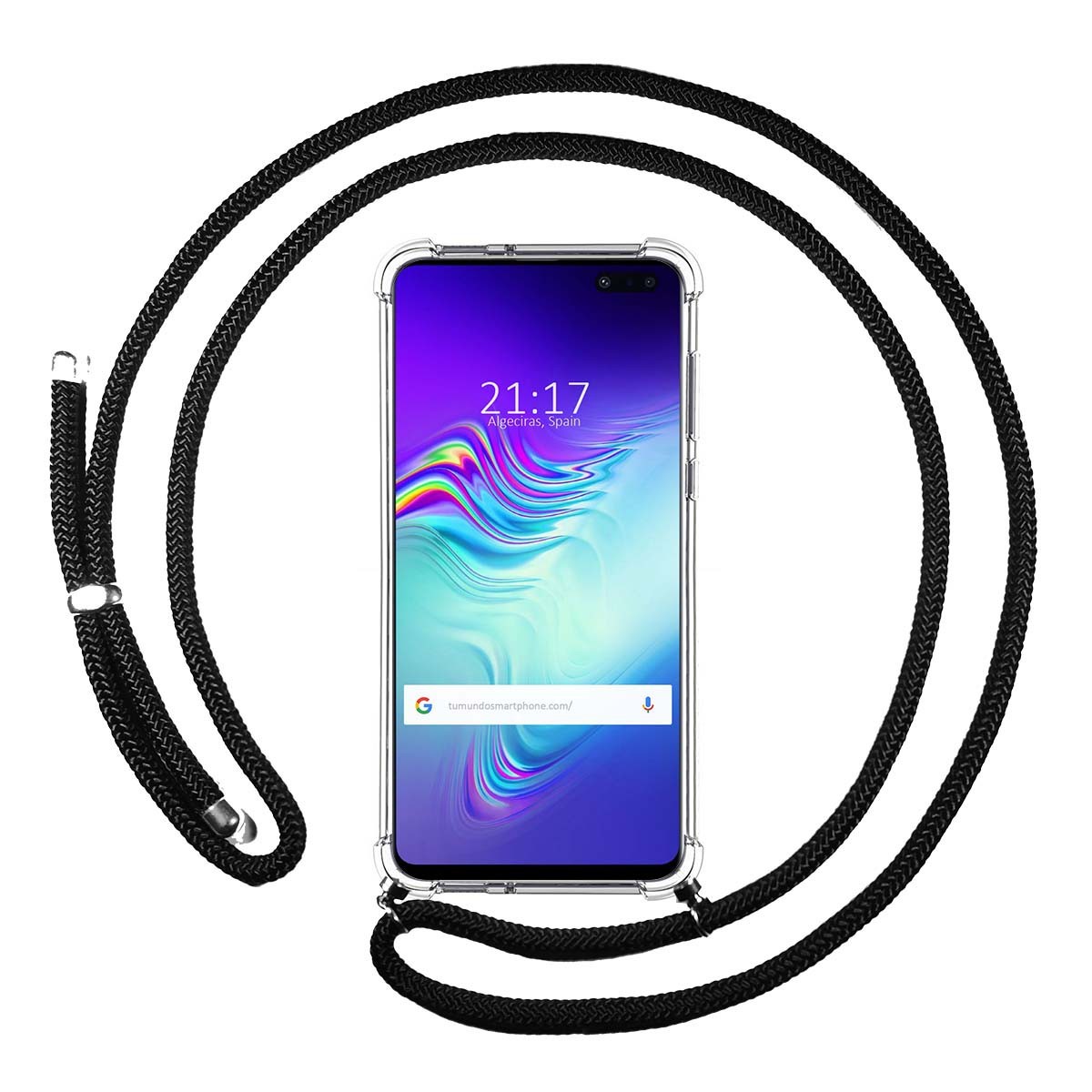Funda Colgante Transparente para Samsung Galaxy S10 5G con Cordon Negro