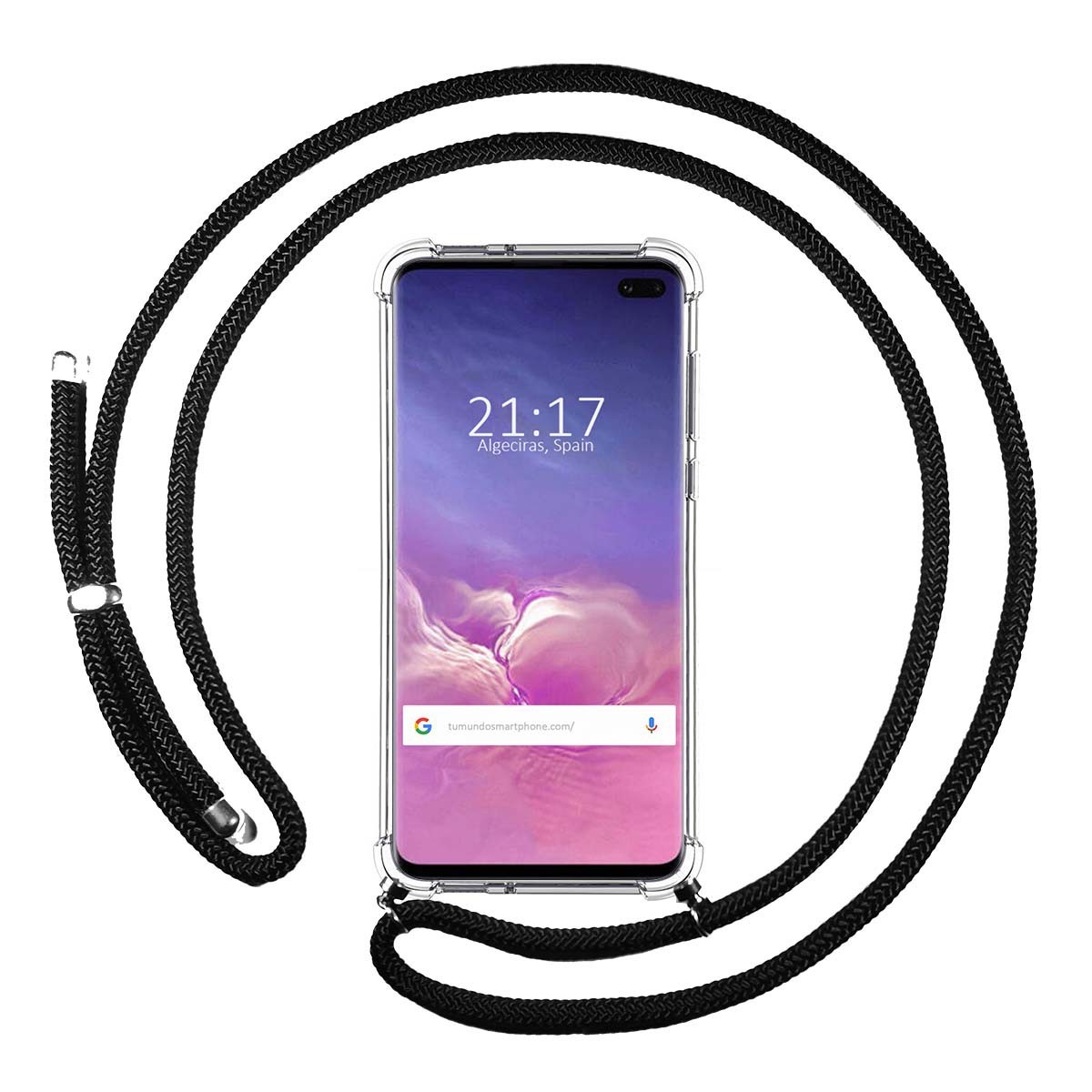 Funda Colgante Transparente para Samsung Galaxy S10 Plus con Cordon Negro