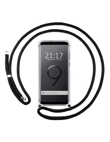 Funda Colgante Transparente para Samsung Galaxy S9 con Cordon Negro