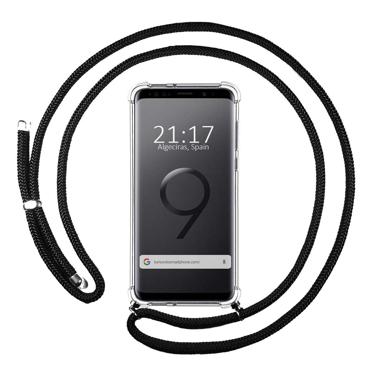 Funda Colgante Transparente para Samsung Galaxy S9 con Cordon Negro