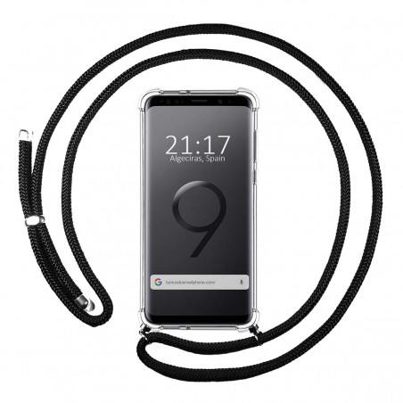 Funda Colgante Transparente para Samsung Galaxy S9 con Cordon Negro