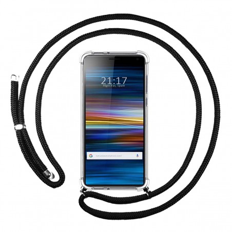 Funda Colgante Transparente para Sony Xperia 10 con Cordon Negro