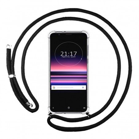 Funda Colgante Transparente para Sony Xperia 5 con Cordon Negro