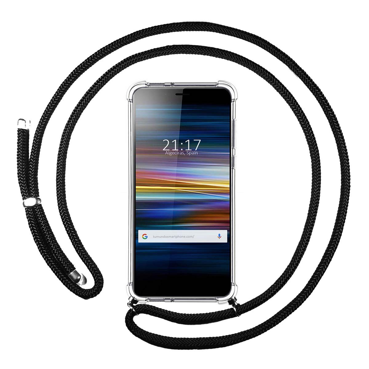 Funda Colgante Transparente para Sony Xperia L3 con Cordon Negro