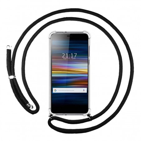 Funda Colgante Transparente para Sony Xperia L3 con Cordon Negro