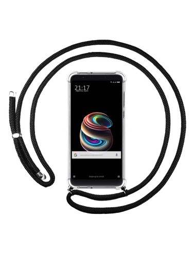 Funda Colgante Transparente para Xiaomi Mi 5S Plus con Cordon Negro
