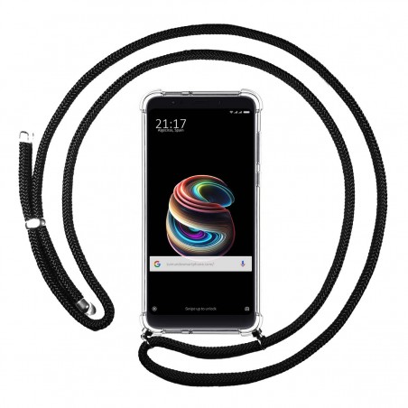 Funda Colgante Transparente para Xiaomi Mi 5S Plus con Cordon Negro