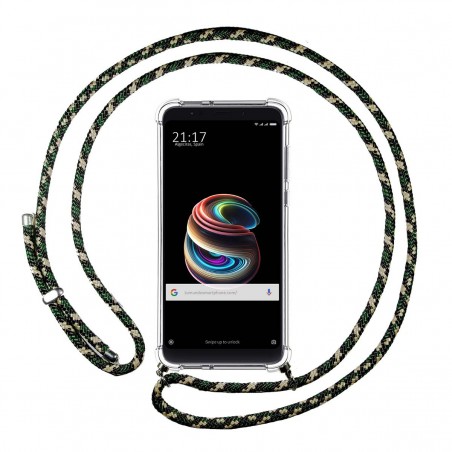 Funda Colgante Transparente para Xiaomi Mi 5S Plus con Cordon Verde / Dorado