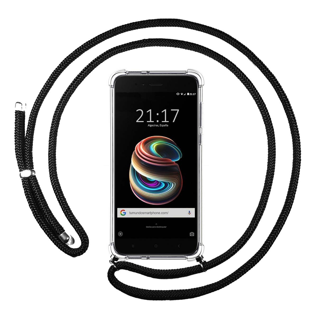 Funda Colgante Transparente para Xiaomi Mi 5X / Mi A1 con Cordon Negro