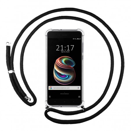 Funda Colgante Transparente para Xiaomi Mi 5X / Mi A1 con Cordon Negro