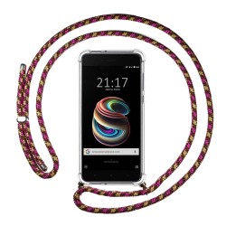 Funda Colgante Transparente para Xiaomi Mi 5X / Mi A1 con Cordon Rosa / Dorado