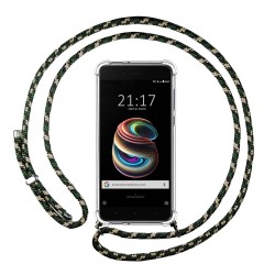 Funda Colgante Transparente para Xiaomi Mi 5X / Mi A1 con Cordon Verde / Dorado