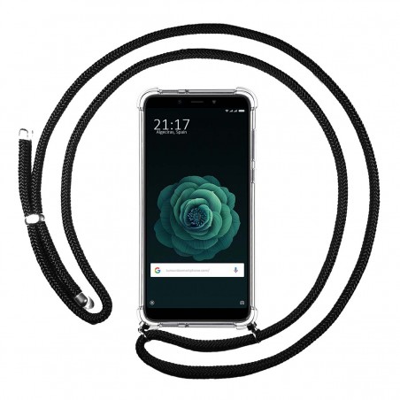 Funda Colgante Transparente para Xiaomi Mi 6X / Mi A2 con Cordon Negro