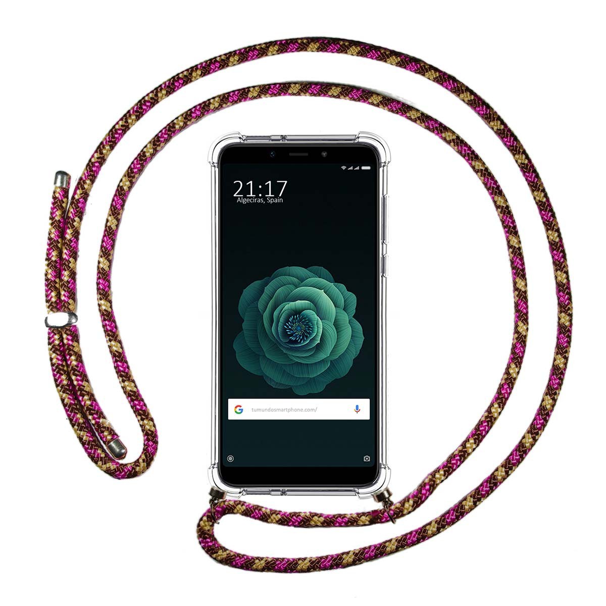 Funda Colgante Transparente para Xiaomi Mi 6X / Mi A2 con Cordon Rosa / Dorado