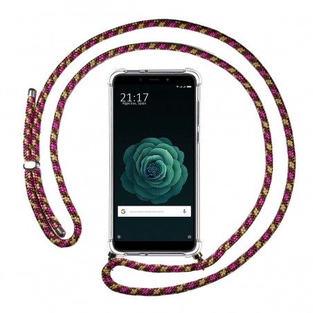 Funda Colgante Transparente para Xiaomi Mi 6X / Mi A2 con Cordon Rosa / Dorado