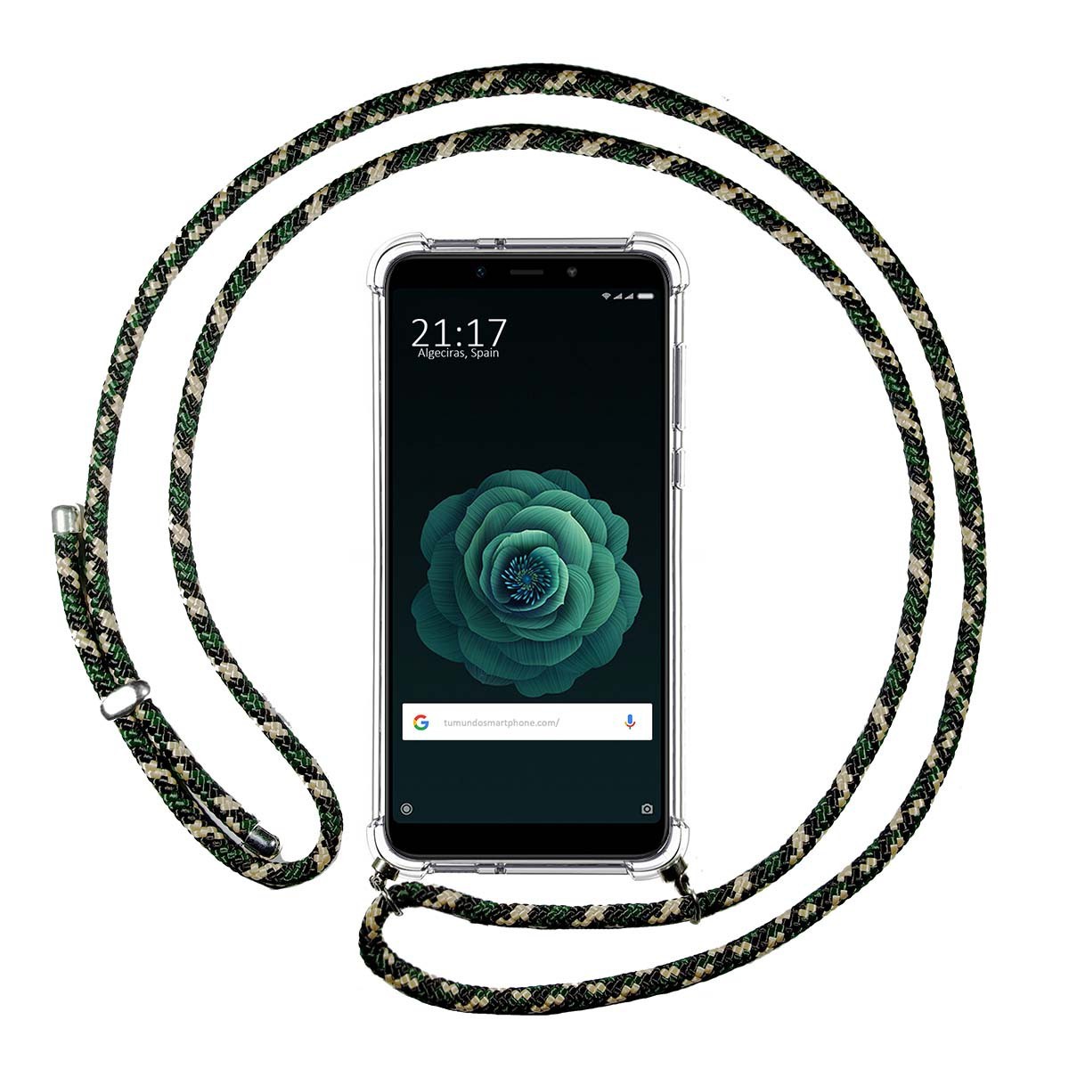 Funda Colgante Transparente para Xiaomi Mi 6X / Mi A2 con Cordon Verde / Dorado