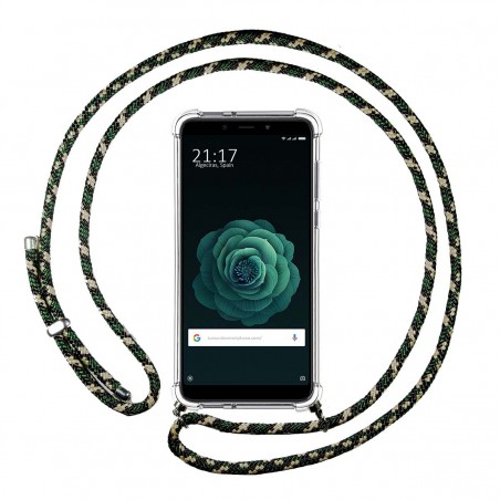 Funda Colgante Transparente para Xiaomi Mi 6X / Mi A2 con Cordon Verde / Dorado