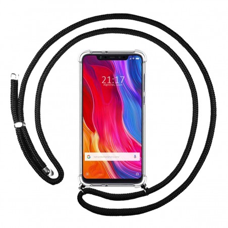 Funda Colgante Transparente para Xiaomi Mi 8 con Cordon Negro