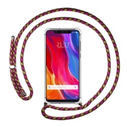 Funda Colgante Transparente para Xiaomi Mi 8 con Cordon Verde / Dorado