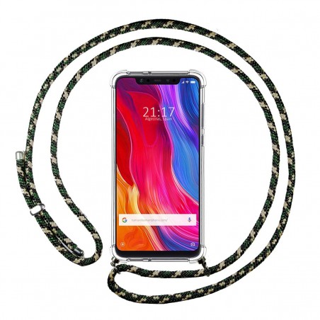 Funda Colgante Transparente para Xiaomi Mi 8 con Cordon Rosa / Dorado