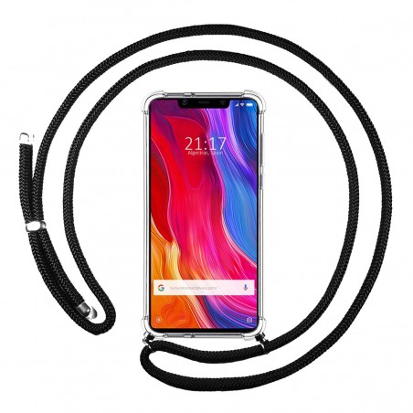 Funda Colgante Transparente para Xiaomi Mi 8 Se con Cordon Negro