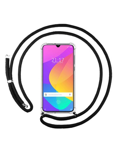 Funda Colgante Transparente para Xiaomi Mi 9 Lite con Cordon Negro