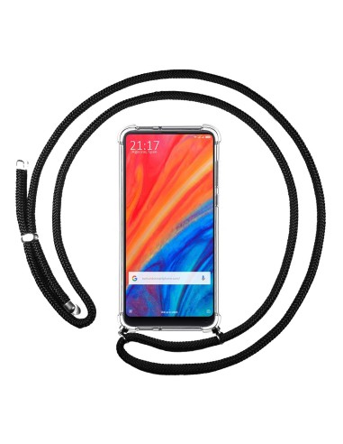 Funda Colgante Transparente para Xiaomi Mi Mix 2S con Cordon Negro