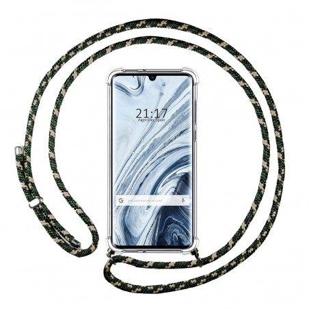 Funda Colgante Transparente para Xiaomi Mi Note 10 con Cordon Verde / Dorado