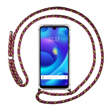 Funda Colgante Transparente para Xiaomi Mi Play con Cordon Rosa / Dorado