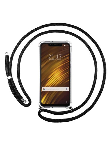 Funda Colgante Transparente para Xiaomi Pocophone F1 con Cordon Negro