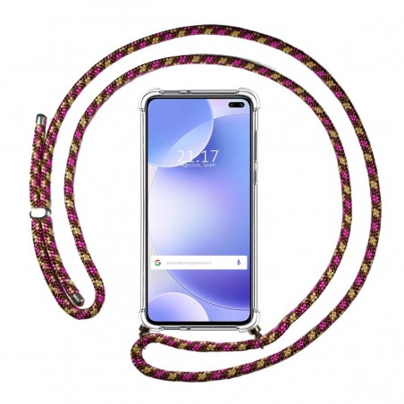 Funda Colgante Transparente para Xiaomi Pocophone POCO X2 con Cordon Rosa / Dorado