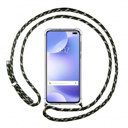 Funda Colgante Transparente para Xiaomi Pocophone POCO X2 con Cordon Verde / Dorado