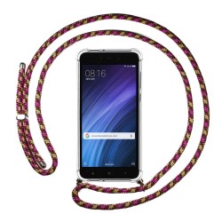 Funda Colgante Transparente para Xiaomi Redmi 4 con Cordon Rosa / Dorado